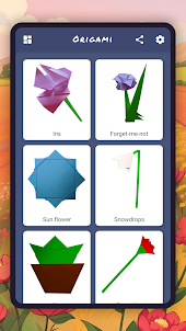 Origami flowers and plants