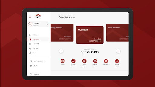 Screenshot of Equity Mobile