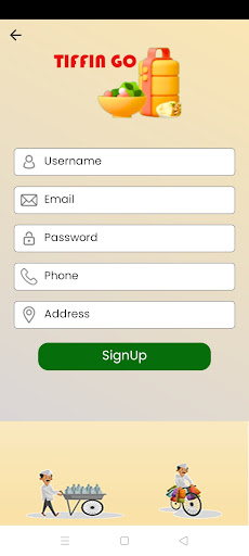 Android application Tiffin Go screenshort