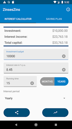 Android application ZinsesZins - Yield calculator screenshort