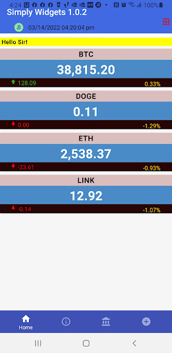 Simply Stock and Crypto Widget Screen 3