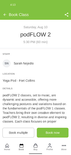 Screenshot of Yoga Pod