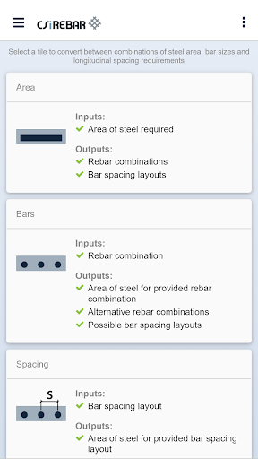 Android application CSiRebar screenshort