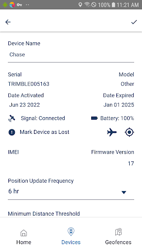 Trimble Sentinel Screen 3
