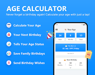 Captura de Pantalla 7 Calculadora de Edad Cumpleaños android