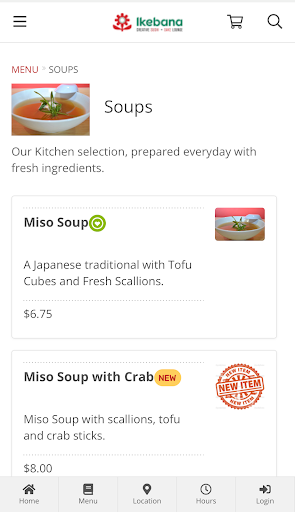 Ikebana Sushi Online Ordering Screen 2