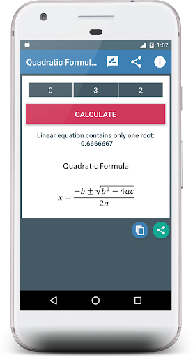 Quadratic Formula Calculator Screen 2