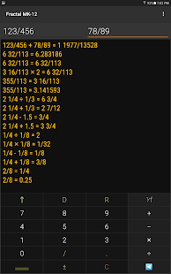 Capture d'écran du calculateur de fractions "Fractal MK-12P"