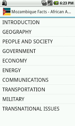 Android application Mozambique Facts screenshort