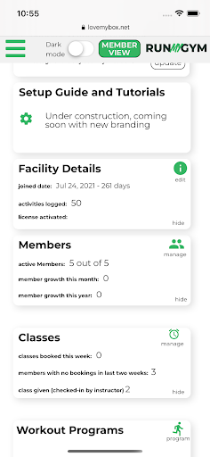 RunMyGym Screen 2