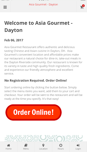 Android application Asia Gourmet - Dayton screenshort