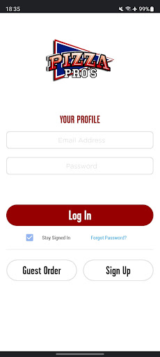 Android application Pizza Pros screenshort