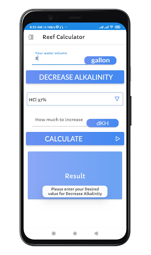 Aquarium Reef Calculator -Meas Screen 2