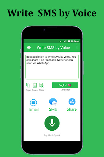 Android application Write SMS by Voice screenshort