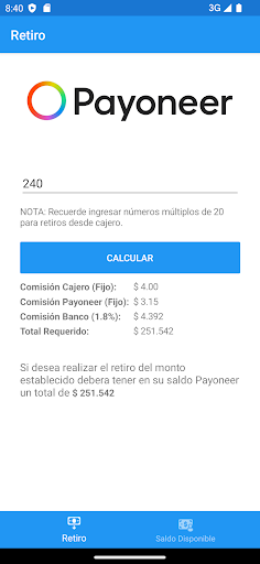 Android application Payoneer Calculadora Nicaragua screenshort