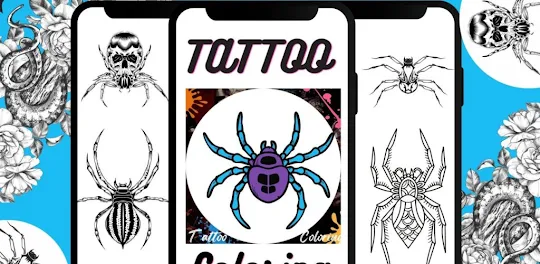 Tattoo Spider Coloring Book