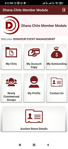 Dhana Chits Member Module Screen 2