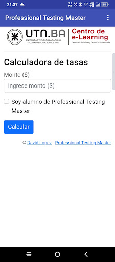 Android application Calcula Tasas screenshort