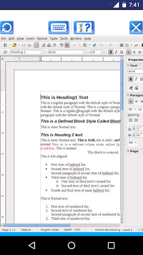 Android application AndroWriter document editor screenshort