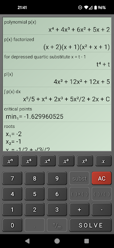 Android application PolySolver Calculator screenshort