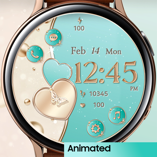 Mint and Gold Heart_Watchface logo