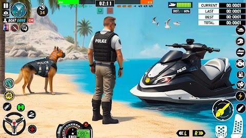 警察のボート犯罪シューティングゲームのおすすめ画像1