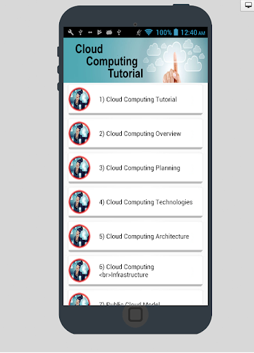 Android application Cloud Computing Tutorial screenshort