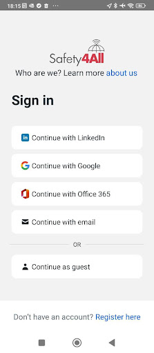 Android application Safety4All screenshort