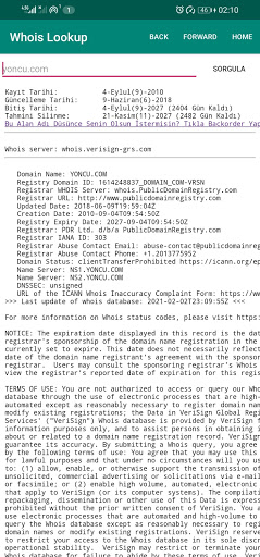 Android application Whois Lookup screenshort