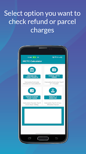 Android application IRCTC Refund Parcel Calculator screenshort
