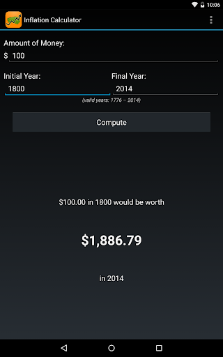 Inflation Calculator 1776-now Screen 3