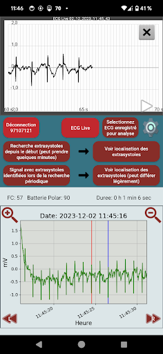 Android application Polar H10 ECG check screenshort