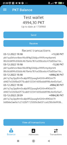 Android application Pkt.world Wallet screenshort