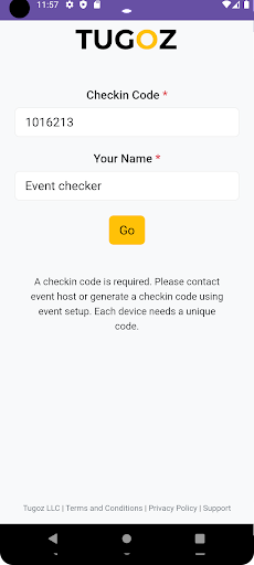 Android application Tugoz Checkin screenshort