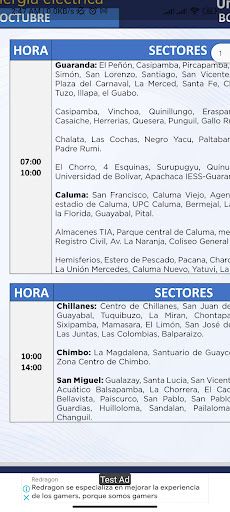 Horarios Apagones Ecuador Screen 3
