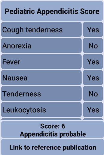Pediatric appendicitis score Screen 2