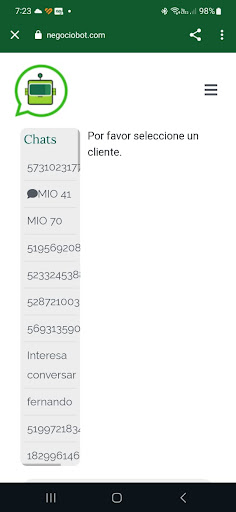 Android application Negocio Bot screenshort