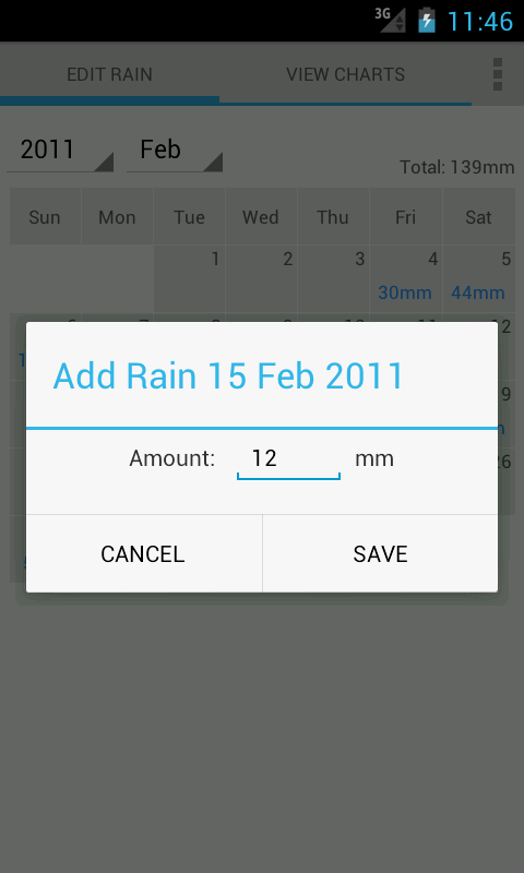Android application Rain Recorder screenshort