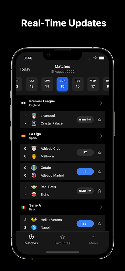Scoreify: Soccer Live Scores Screen 1