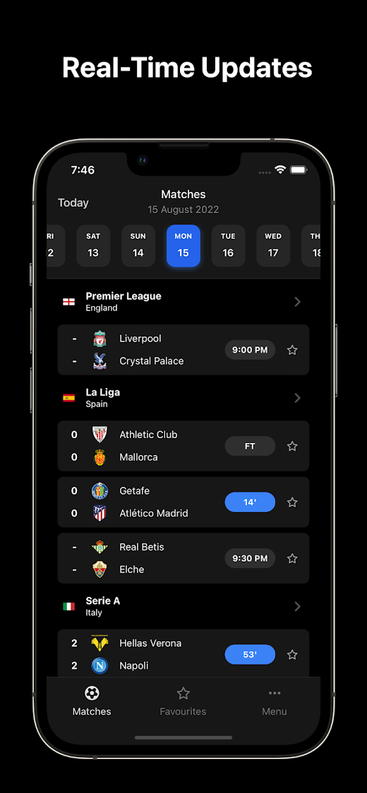 Android application Scoreify: Soccer Live Scores screenshot
