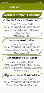 Cricket WorldCup 2023 Schedule