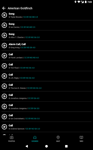 Screenshot of GoBird - Guide to Nearby Birds
