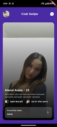Club Swipe Screen 3