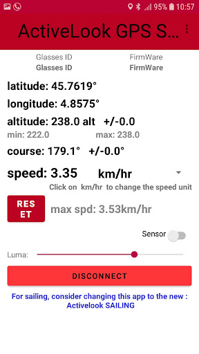 ActiveLook GPSspeed Demo Screen 2