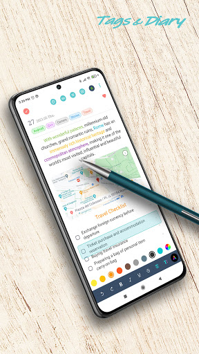Screenshot of Tags & Diary