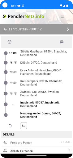 Pendlernetz Screen 2