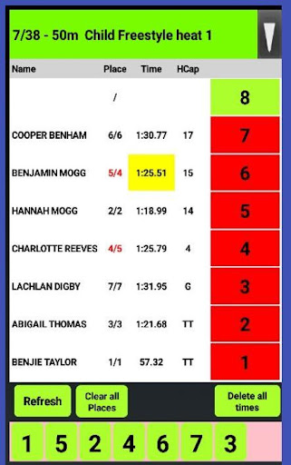 Swimclub Judging App Screen 2