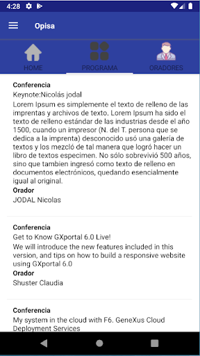 Android application Eventos Opisa screenshort