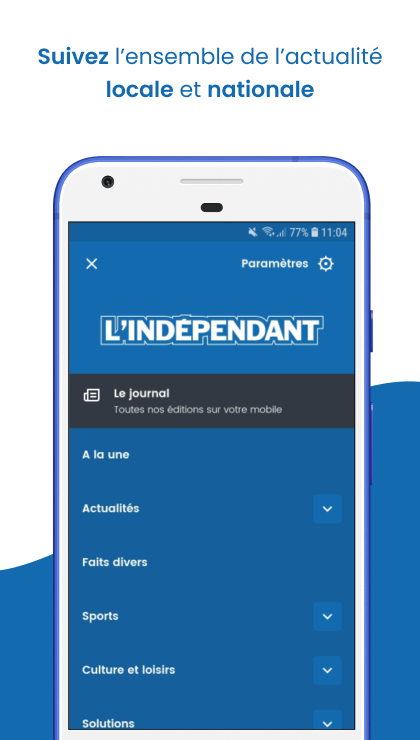 Android application L'Indépendant screenshort