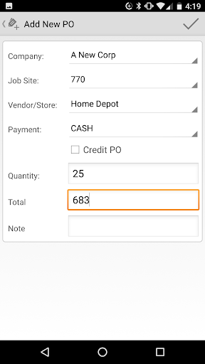 Android application PO Tracker screenshort